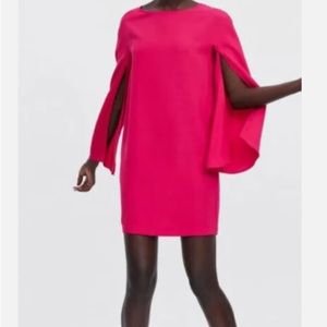 ZARA SIZE S FUCHSIA PINK SHORT
DRESS LONG SLIT SLEEVES